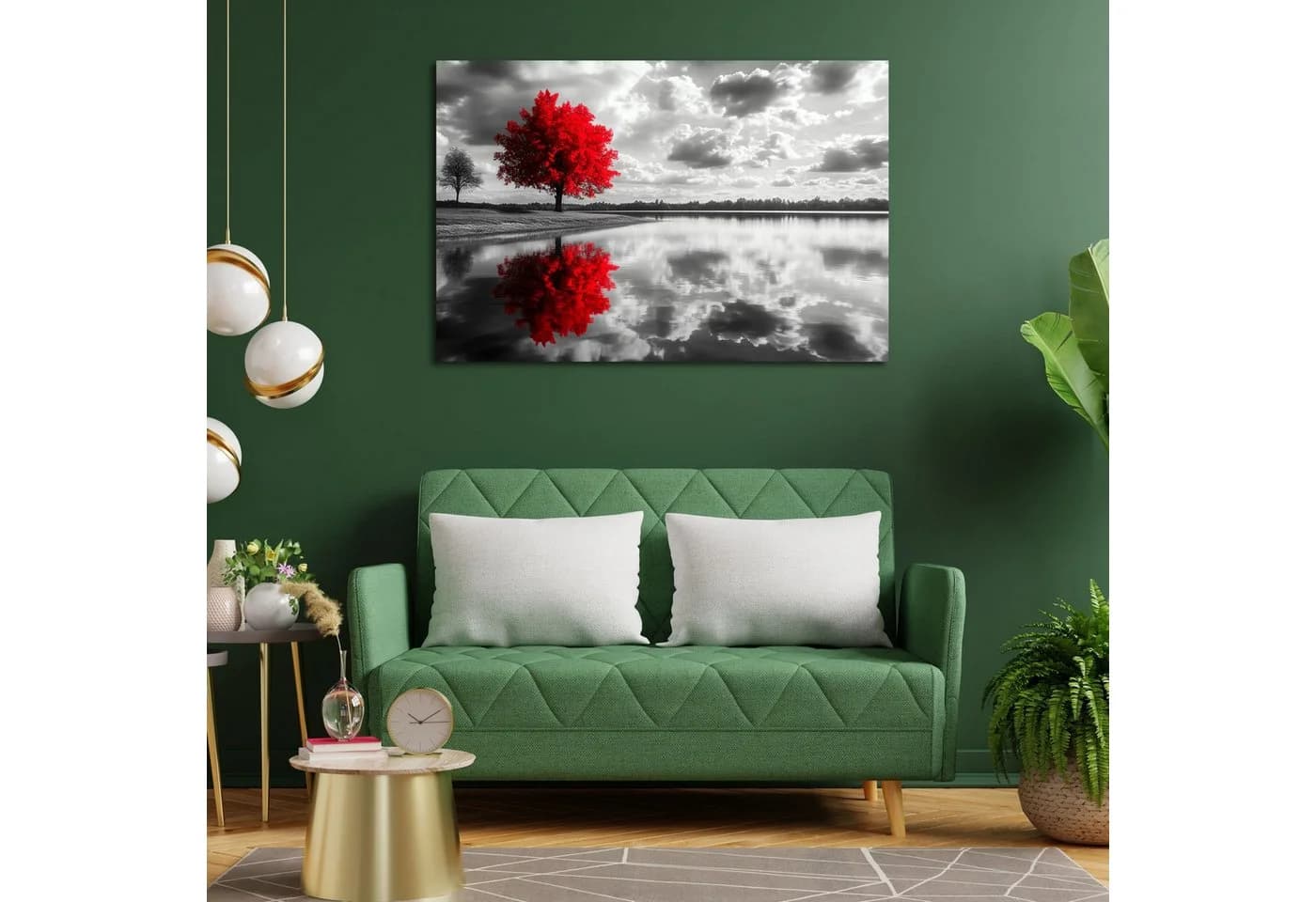 DARO Design Leinwandbild Modern Abstrakt Roter Baum Wandbild Querformat - Bild 4