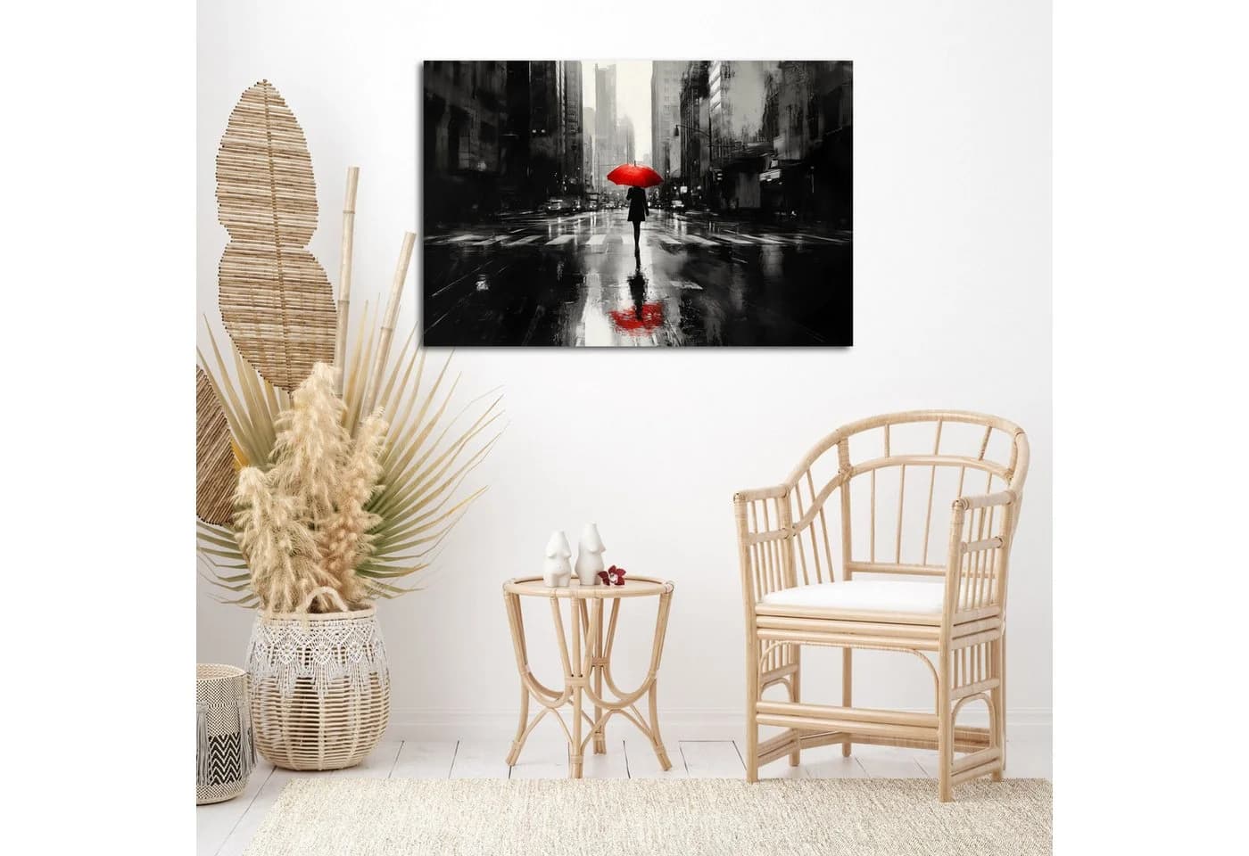 DARO Design Leinwandbild Modern Abstrakt Roter Schirm