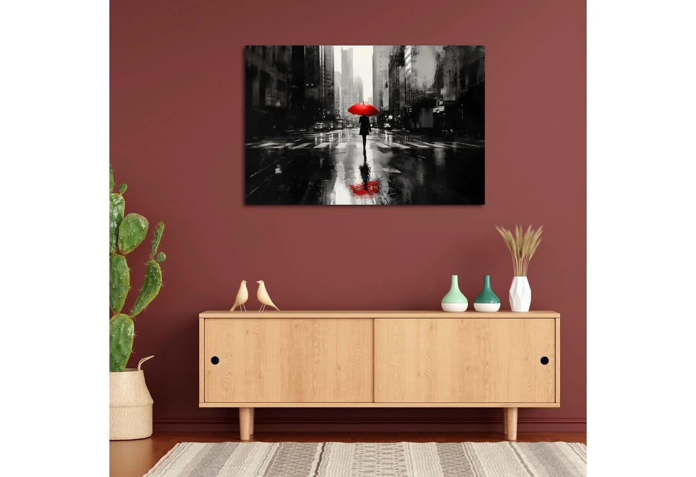 DARO Design Leinwandbild Modern Abstrakt Roter Schirm - Bild 4