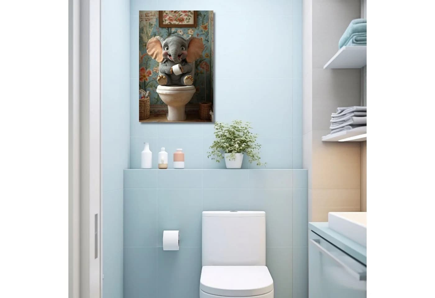 Elefant Wandbild XXL Abstrakt Modern Leinwandbild Hochformat