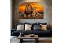 DARO Design Leinwandbild Modern Abstrakt Löwenpaar Sonnenuntergang Bild 1