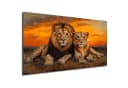 DARO Design Leinwandbild Modern Abstrakt Löwenpaar Sonnenuntergang Bild 2