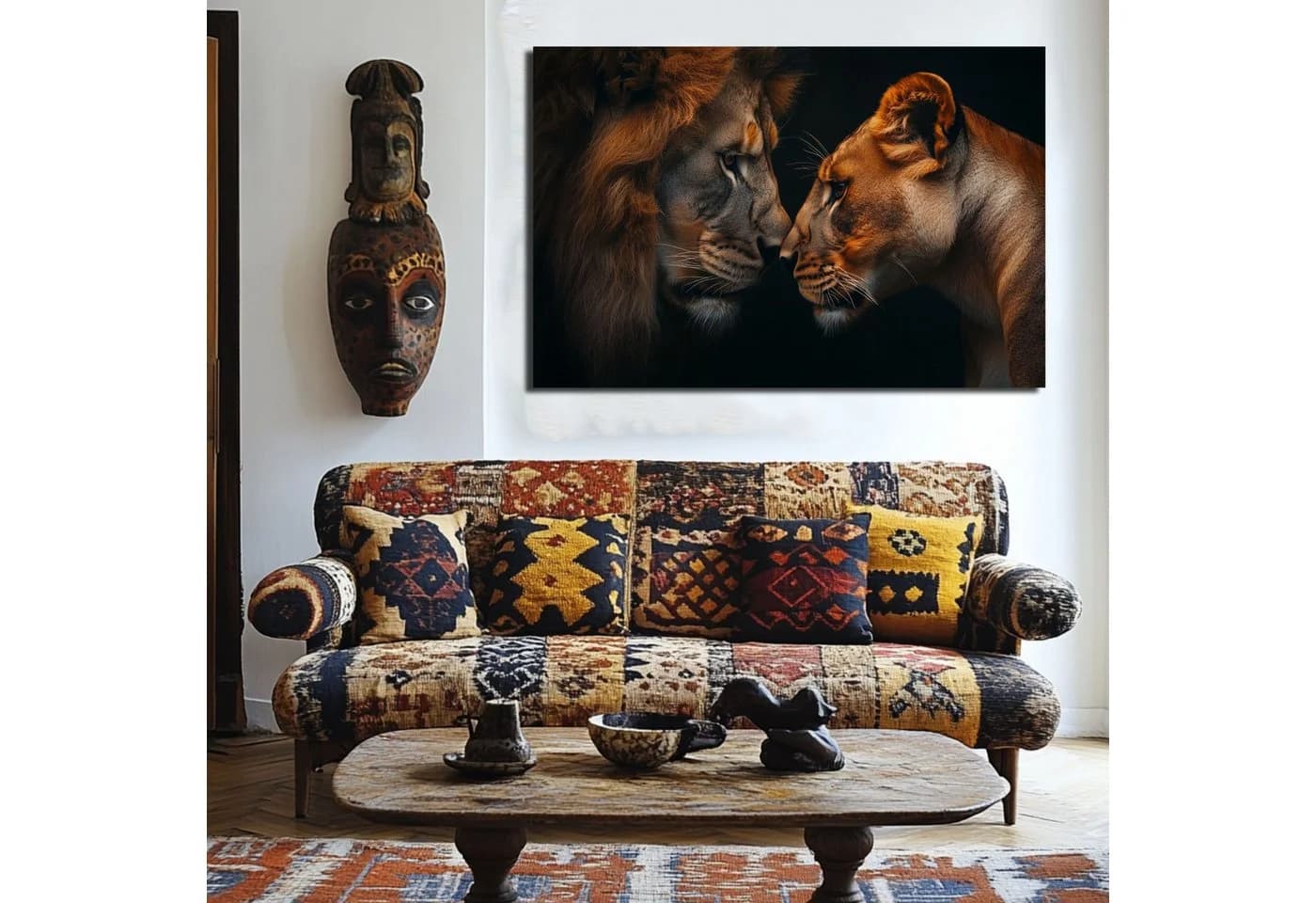 DARO Design Leinwandbild Modern Abstrakt Löwenpaar Spiegelung Wanddeko - Bild 5
