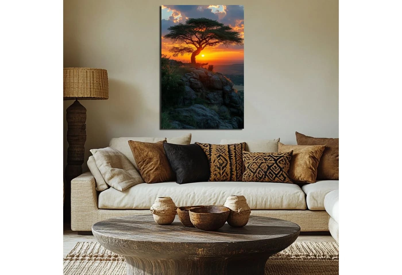 DARO Abstraktes Wandbild Afrikanischer Baum Leinwand