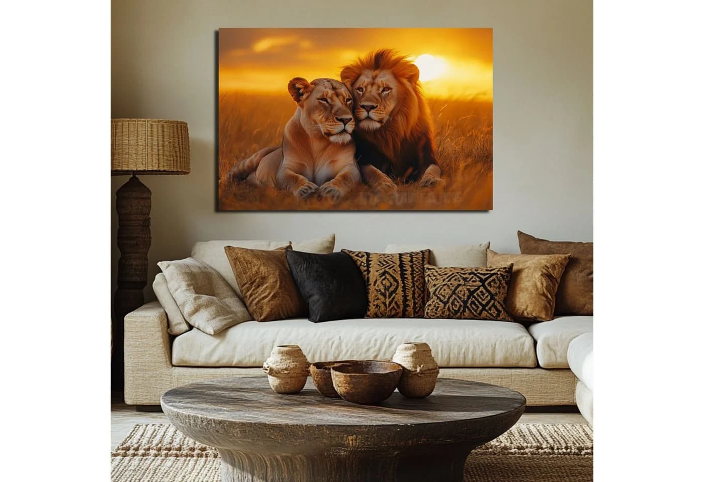 DARO Design Leinwandbild Modern Abstrakt Löwen Orange Gold - Bild 4
