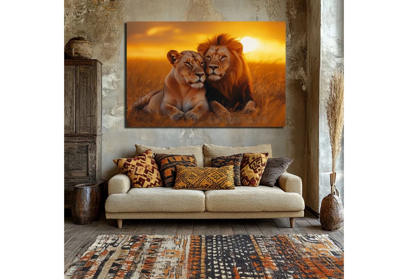 DARO Design Leinwandbild Modern Abstrakt Löwen Orange Gold - Bild 5