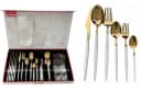 Schäfer Elektronik Besteck-Set 39-tlg. Weiß-Gold 18/10 Edelstahl Bild 1