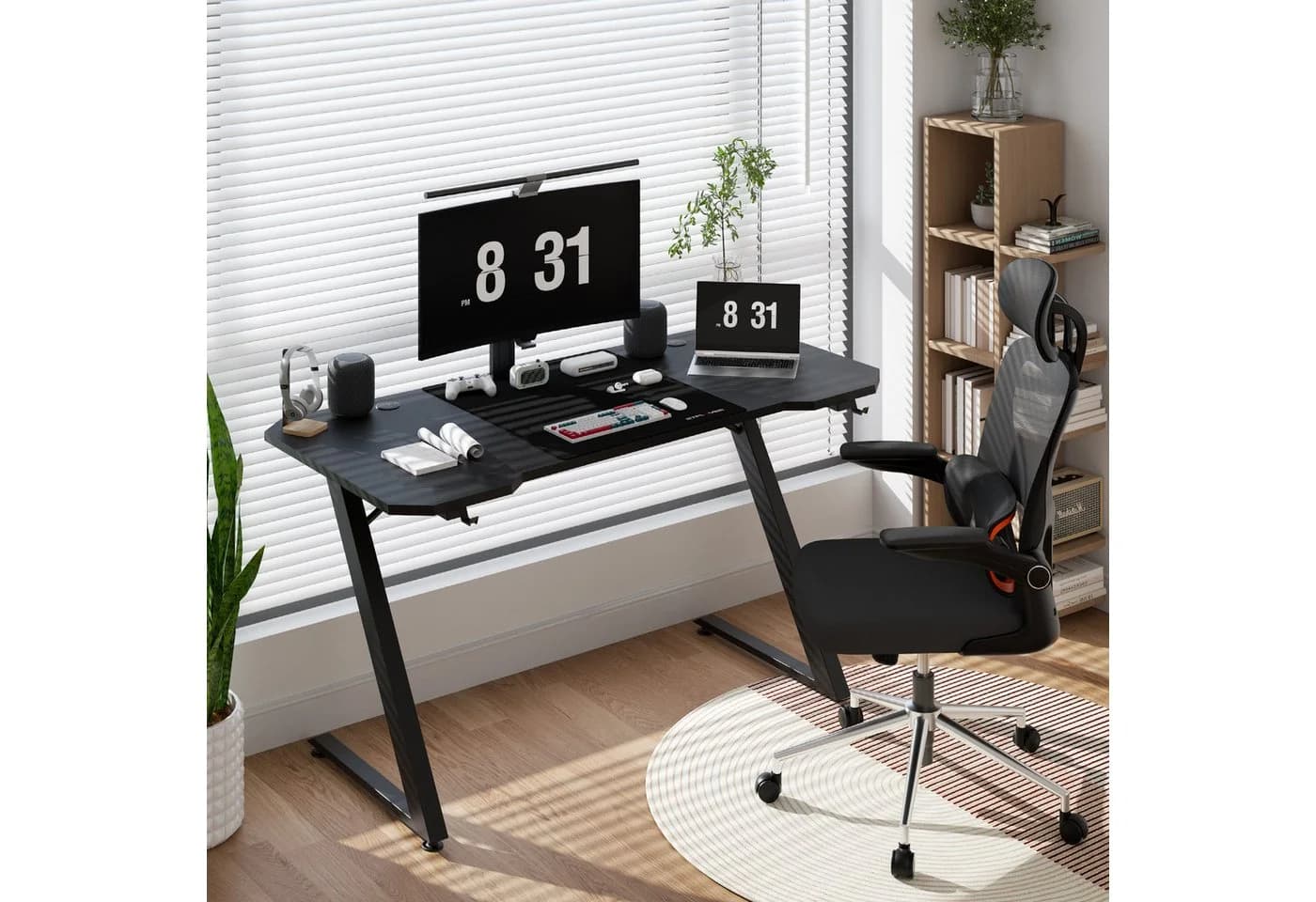 GTPLAYER Gaming Schreibtisch 120x60 Schwarz mit LED und USB - Bild 5