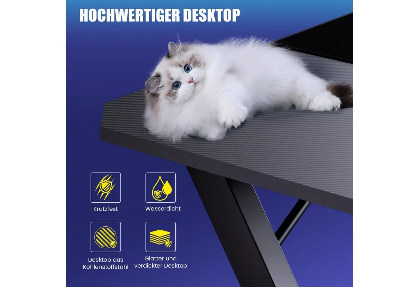 GTPLAYER Gaming Schreibtisch 120x60 Schwarz mit Mauspad - Bild 3