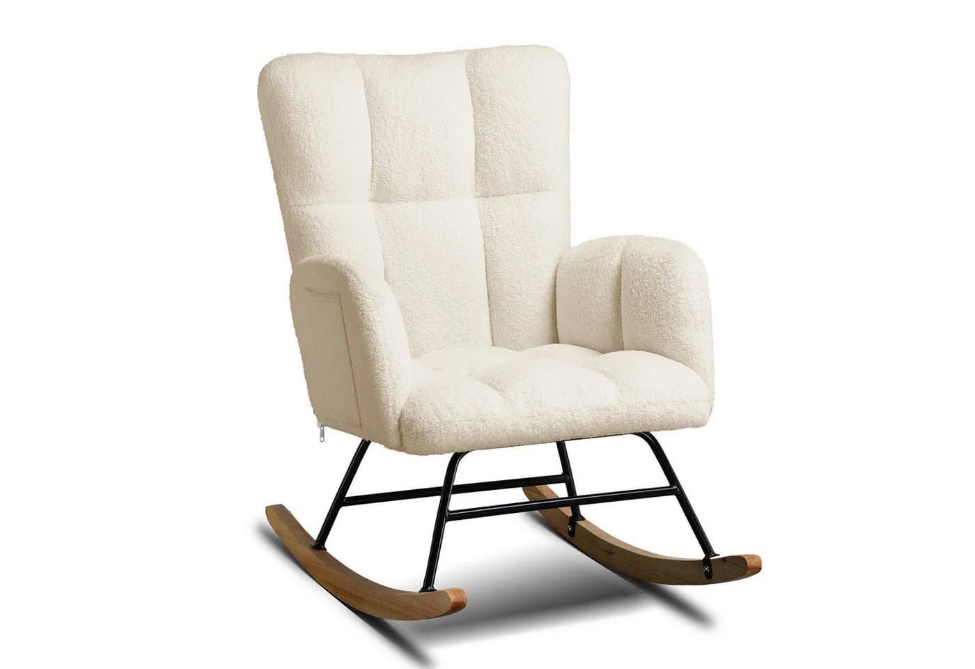 COMHOMA Schaukelstuhl Beige Ohrensessel mit Armlehnen 160kg Tragfähigkeit - Bild 2