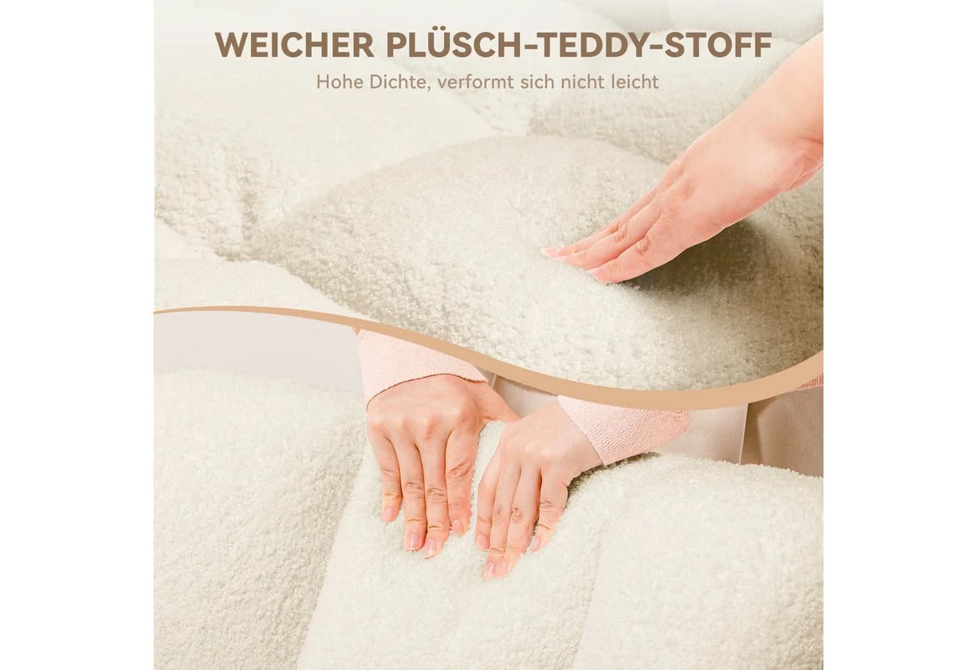 COMHOMA Schaukelstuhl Beige Ohrensessel mit Armlehnen 160kg Tragfähigkeit - Bild 5