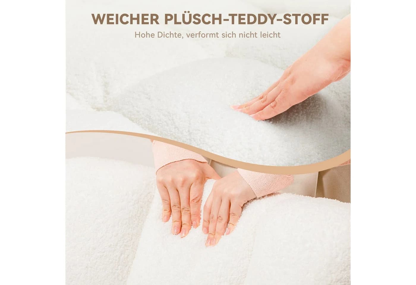 COMHOMA Schaukelstuhl Ohrensessel Weiß Massivholz & Metall - Bild 5