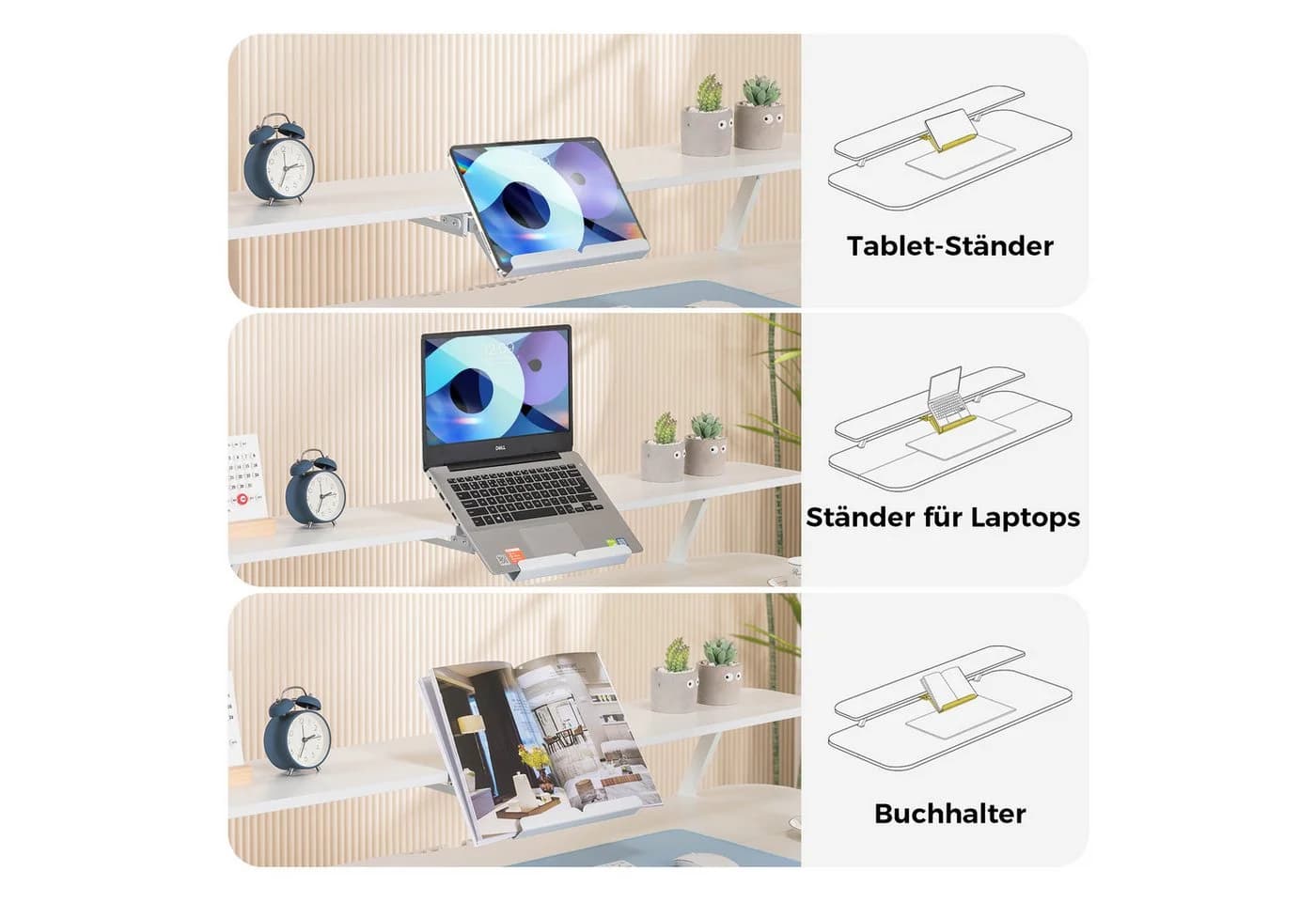 COMHOMA Elektrischer Höhenverstellbarer Schreibtisch Weiß mit Schubladen - Bild 5
