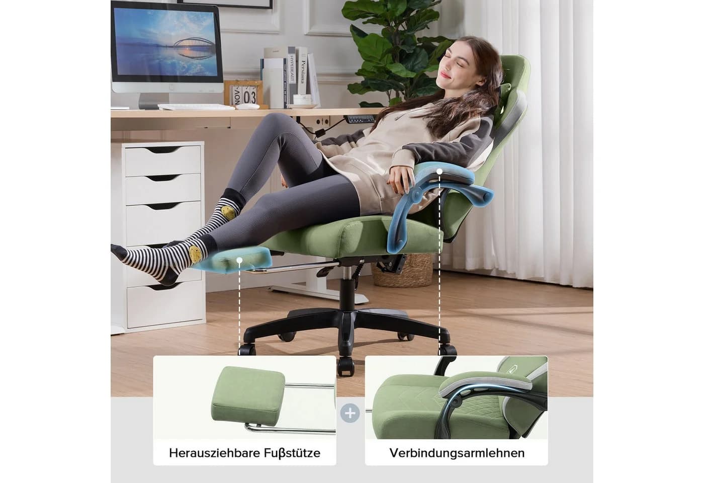 GTPLAYER Gaming Stuhl Ergonomisch Stoff Höhenverstellbar - Bild 3