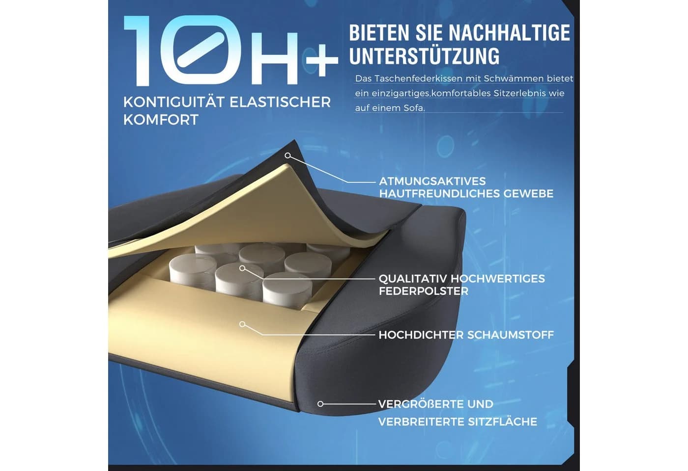 GTPLAYER Gaming-Stuhl Grau Stoff Ergonomisch mit Fußstütze - Bild 3