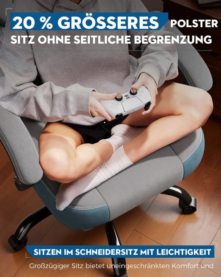 GTPLAYER Gaming-Stuhl Stoff mit Fußstütze und Federsitzkissen - Bild 3