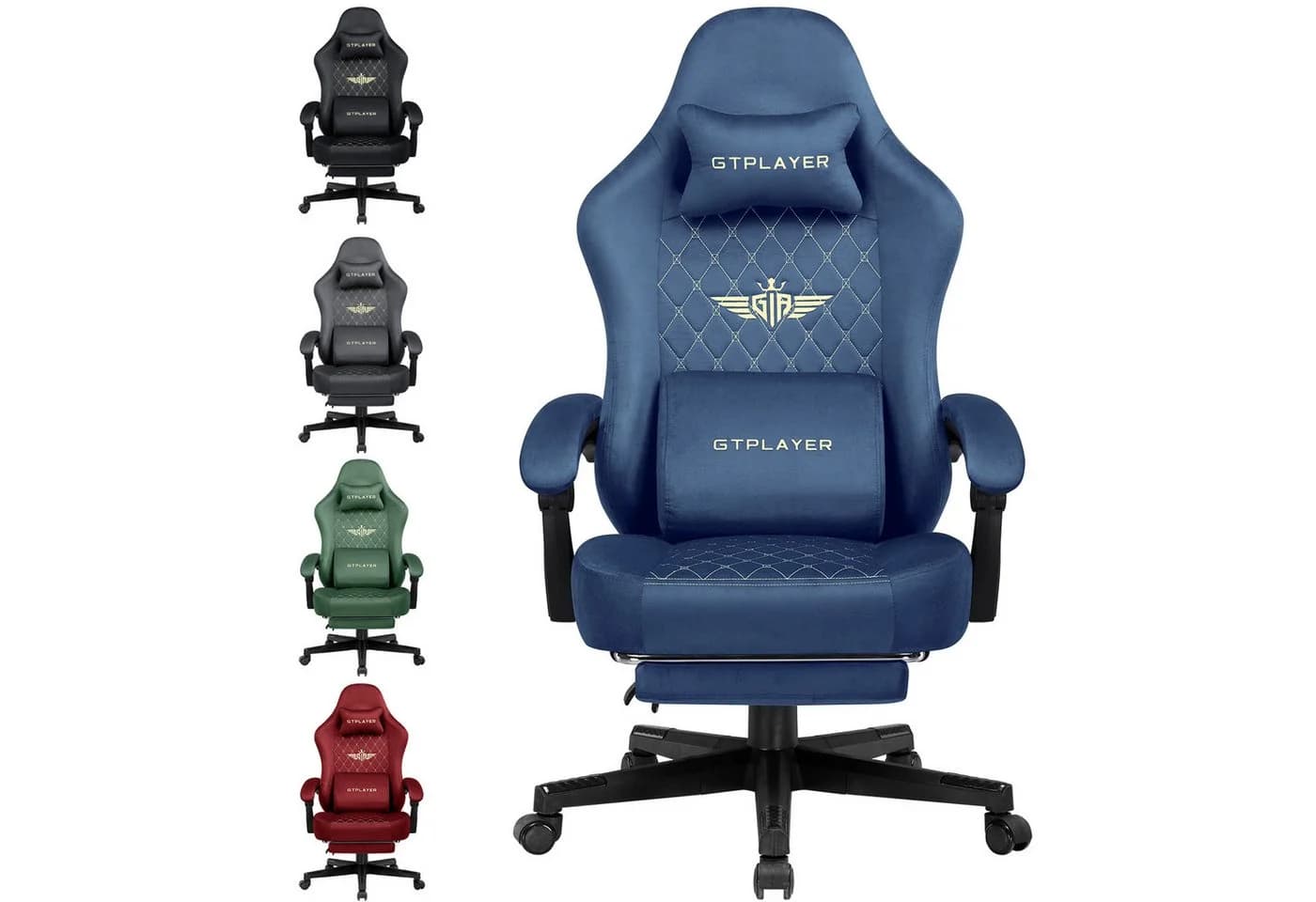 GTPLAYER Gaming-Stuhl Blau Ergonomisch mit Fußstütze - Bild 2