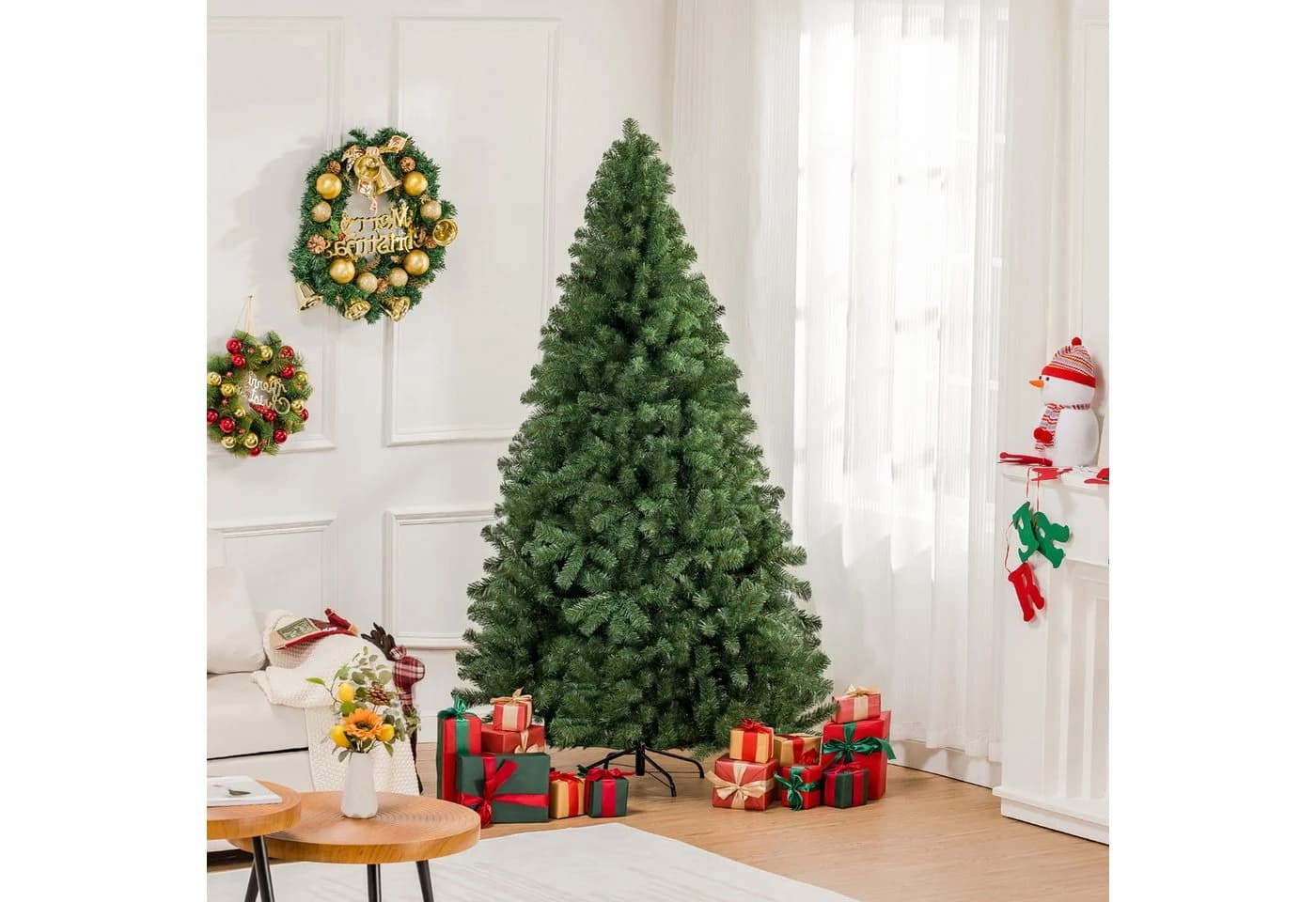 COMHOMA Künstlicher Weihnachtsbaum 195cm PVC mit Metallständer