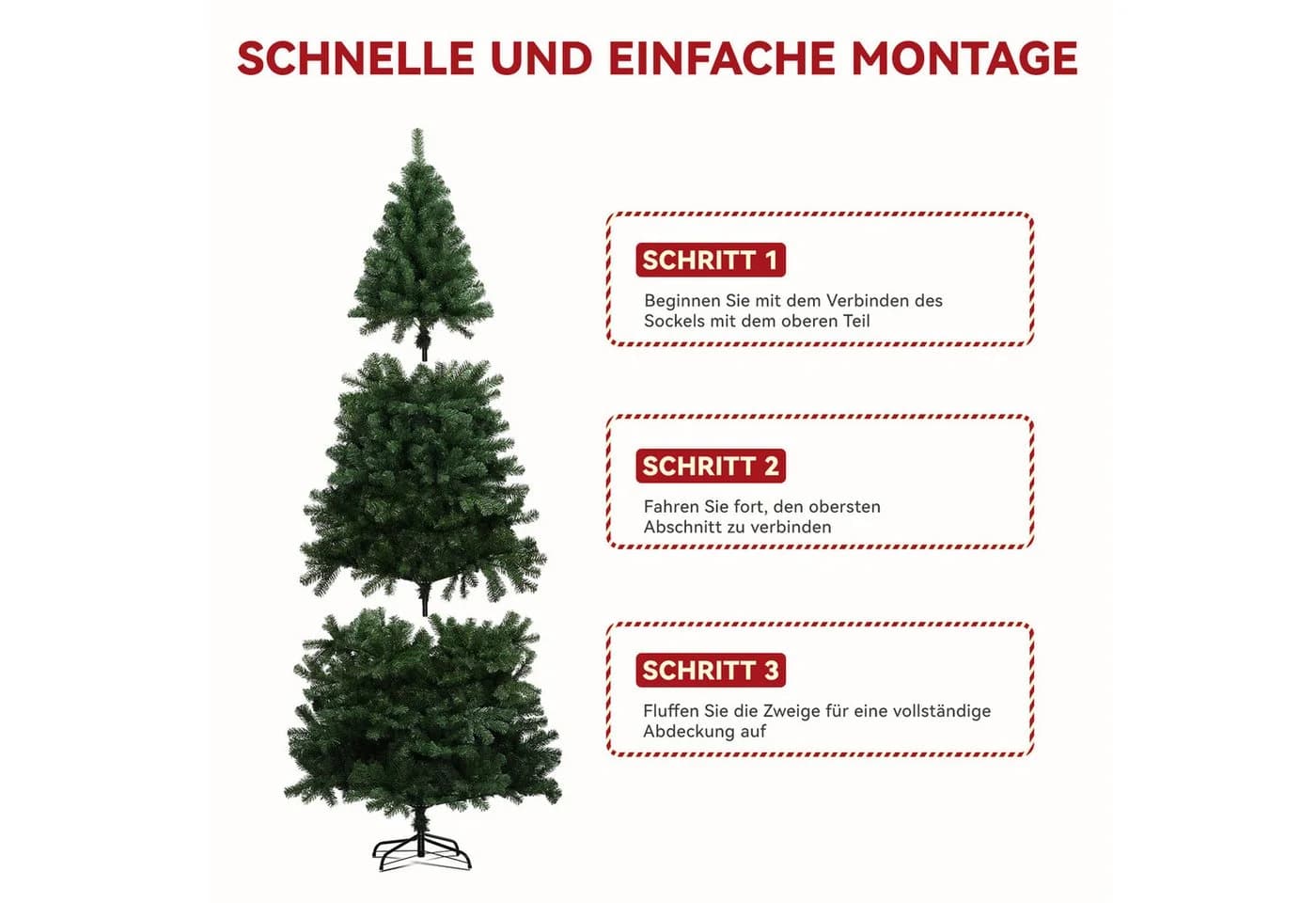 COMHOMA Künstlicher Weihnachtsbaum 195cm PVC mit Metallständer - Bild 5