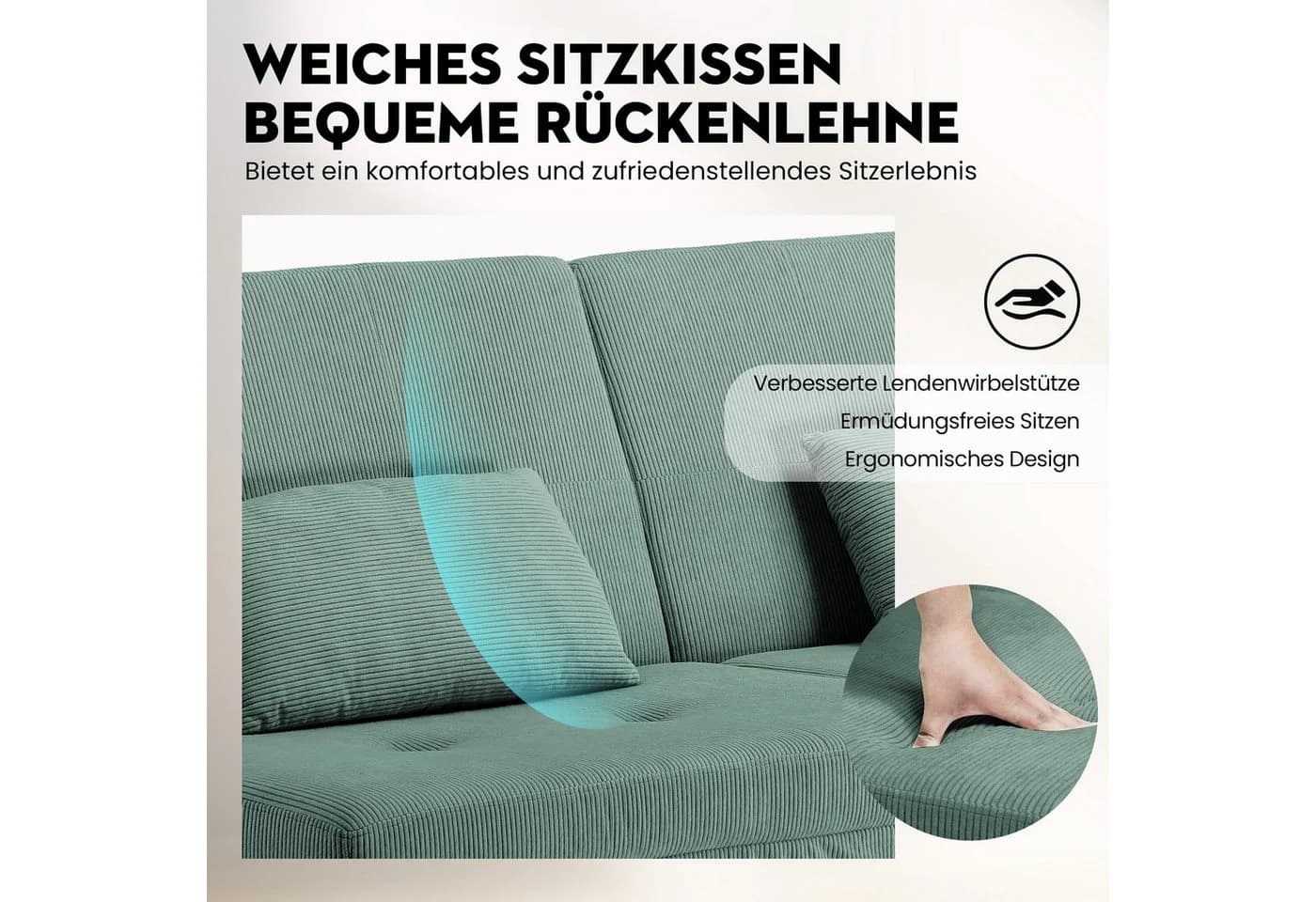 GTPLAYER Schlafsofa mit Schlaffunktion und verstellbarer Rückenlehne - Bild 3