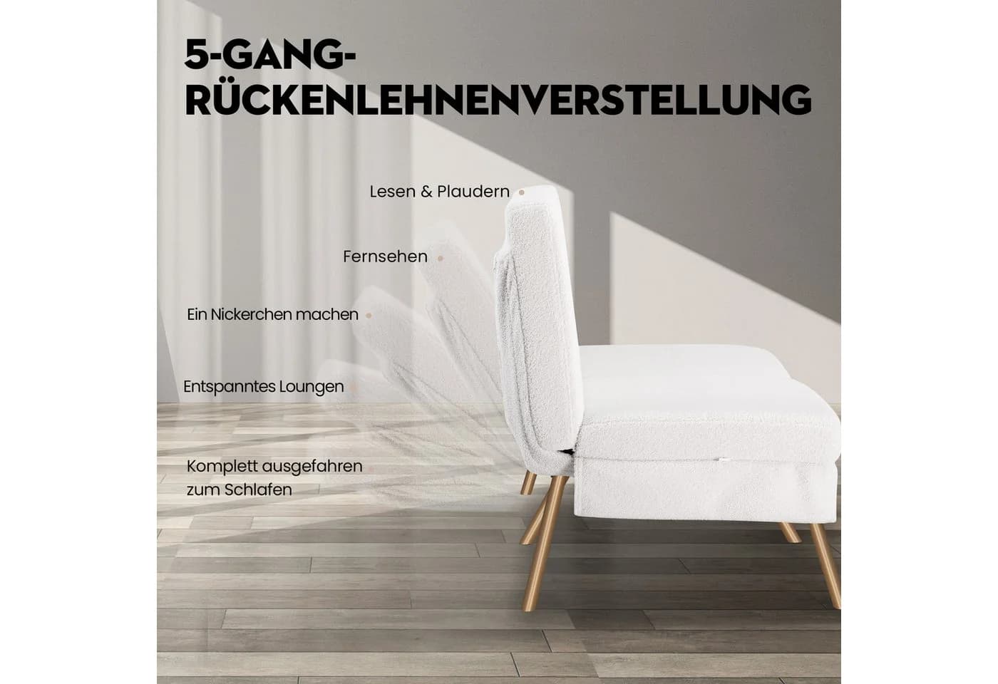 GTPLAYER Schlafsofa mit Schlaffunktion und verstellbarer Rückenlehne
