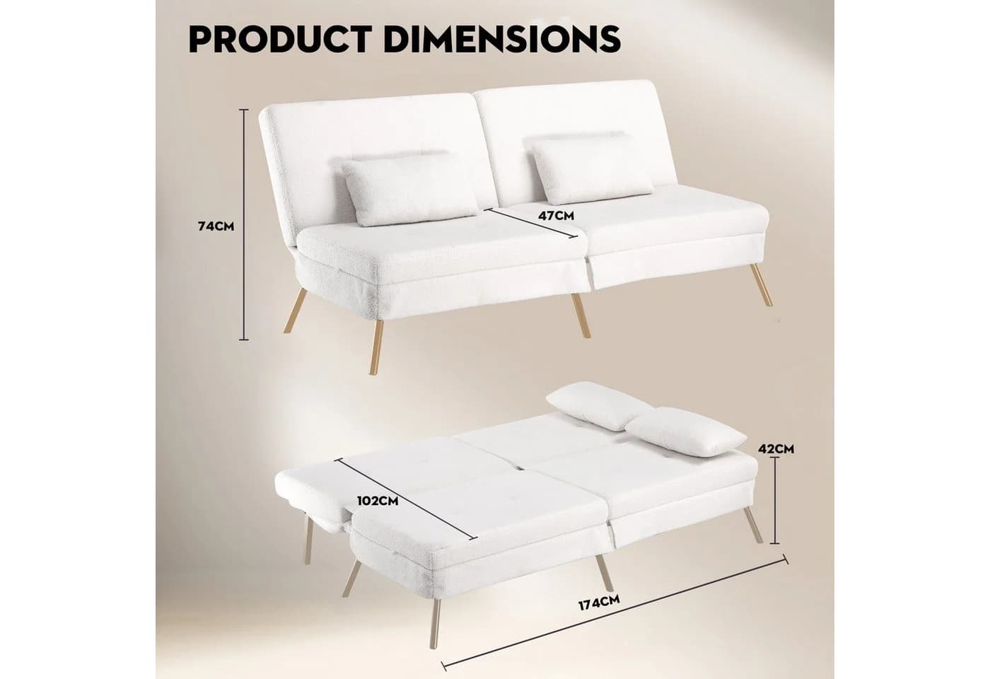 GTPLAYER Schlafsofa mit Schlaffunktion und verstellbarer Rückenlehne - Bild 3