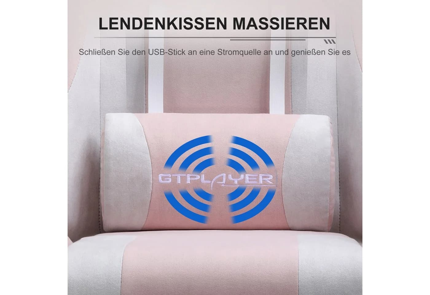 GTPLAYER Gaming-Stuhl Rosa mit Massage-Funktion und Fußstütze - Bild 3