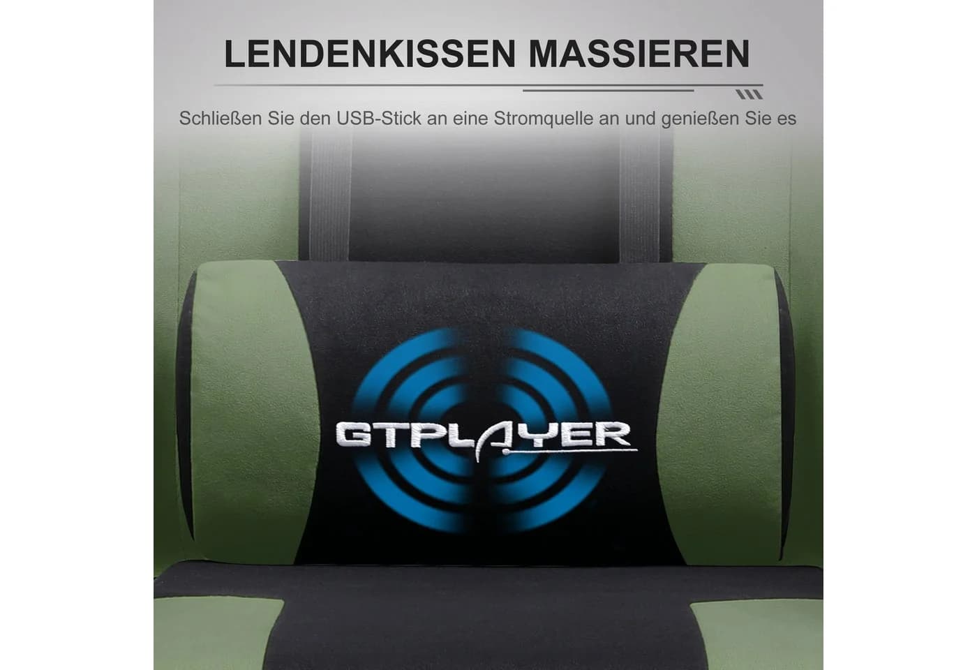 GTPLAYER Gaming-Stuhl mit Massage-Lendenkissen und Fußstütze Grün