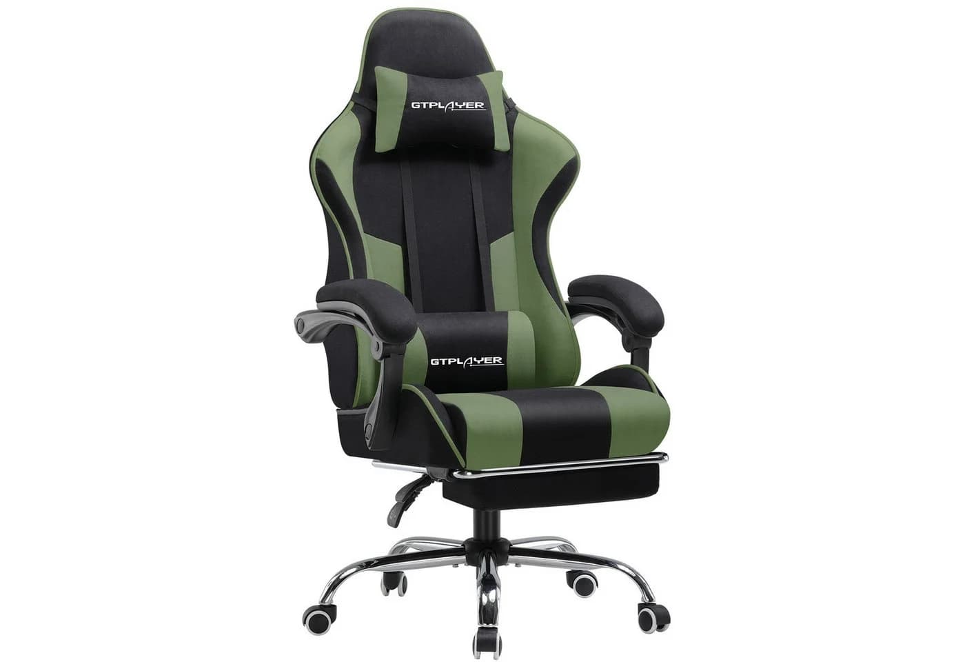 GTPLAYER Gaming-Stuhl mit Massage-Lendenkissen und Fußstütze Grün - Bild 2