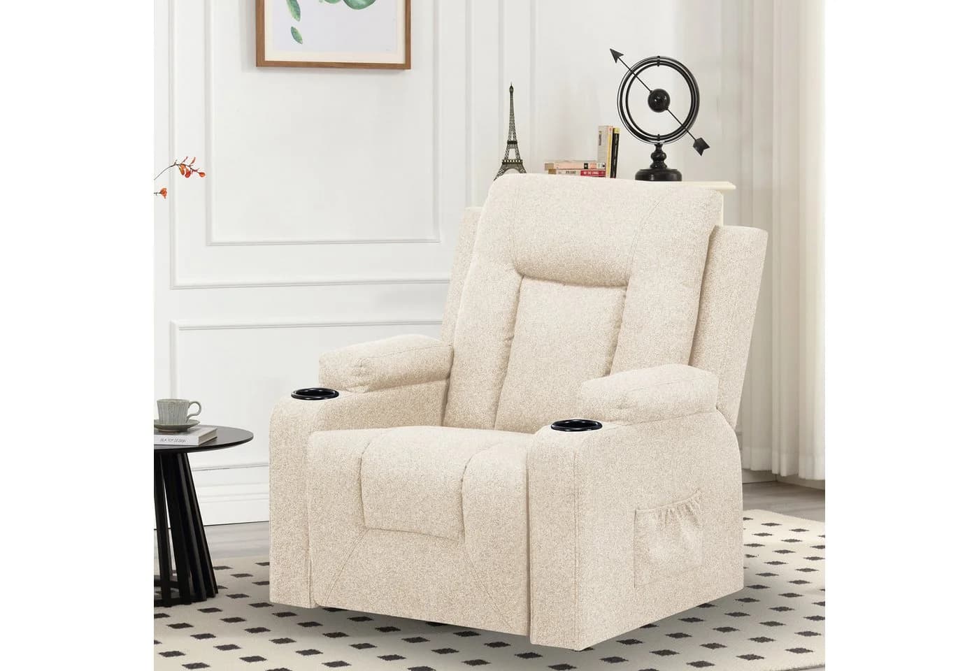 COMHOMA Relaxsessel TV-Sessel Beige mit Liefe- und Wippfunktion - Bild 3