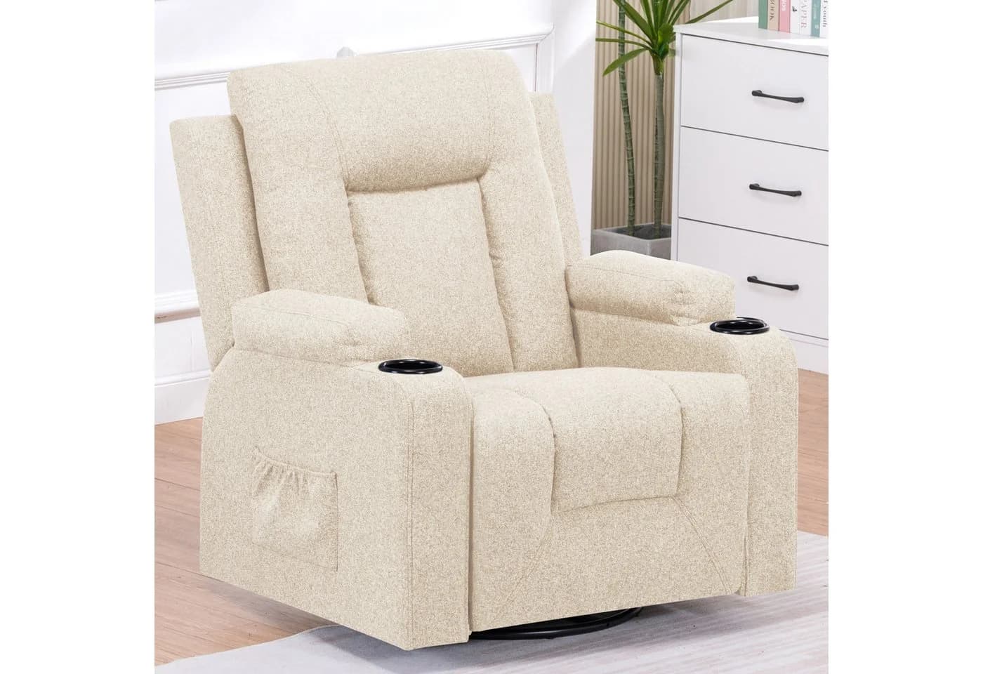 COMHOMA Relaxsessel TV-Sessel Beige mit Liefe- und Wippfunktion - Bild 5