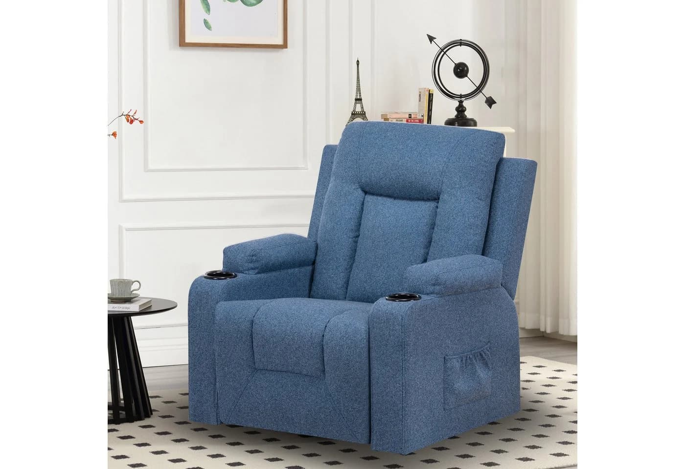 COMHOMA Relaxsessel TV-Sessel Blau mit Liege- und Wippfunktion