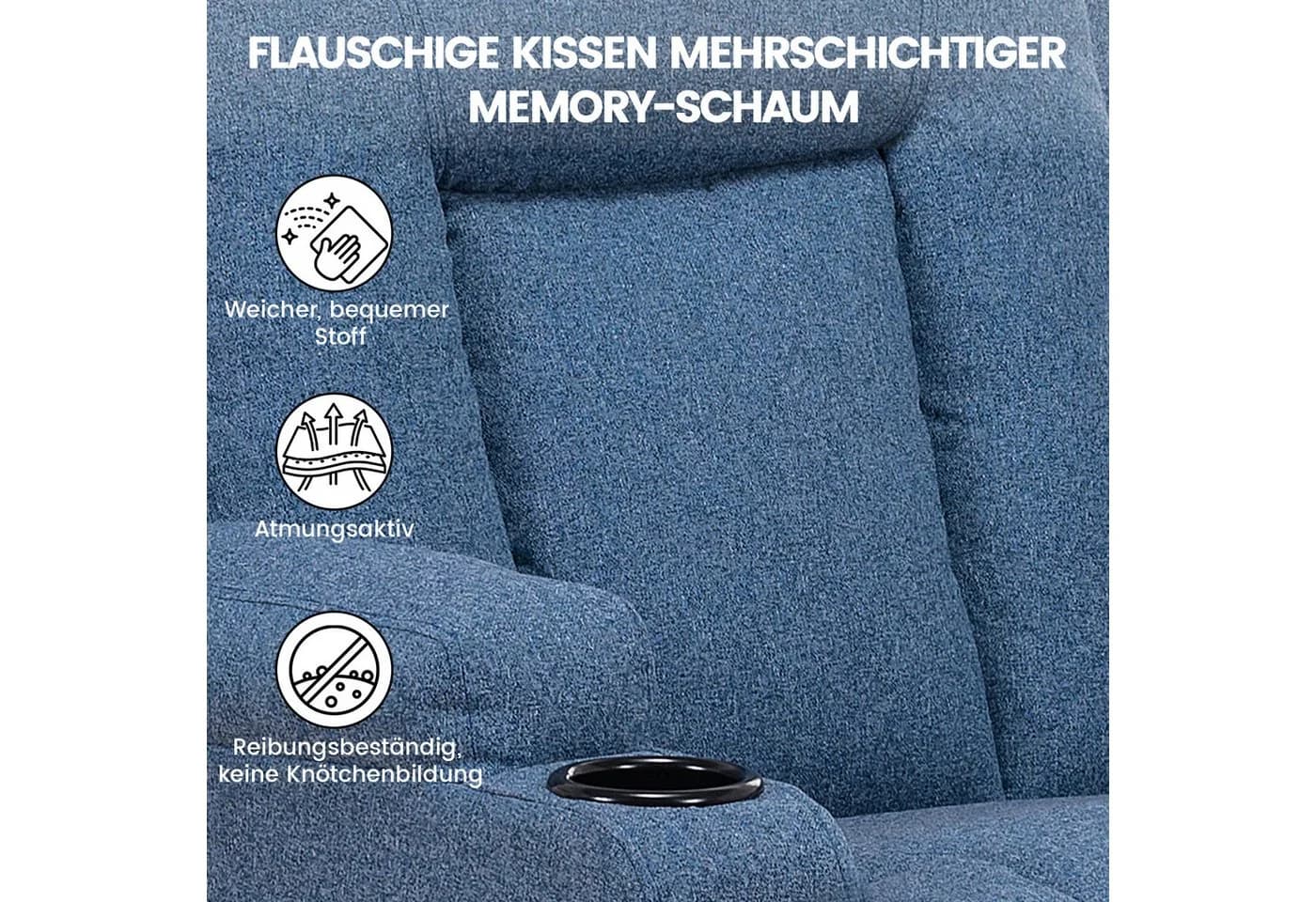 COMHOMA Relaxsessel TV-Sessel Blau mit Liege- und Wippfunktion - Bild 3