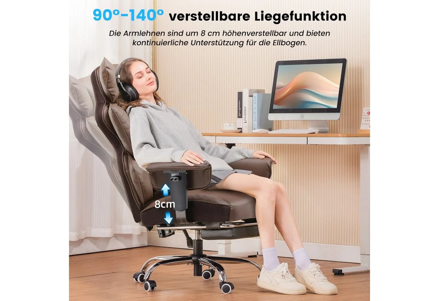 GTPLAYER Bürostuhl Gaming Stuhl Braun Kunstleder Ergonomisch - Bild 5
