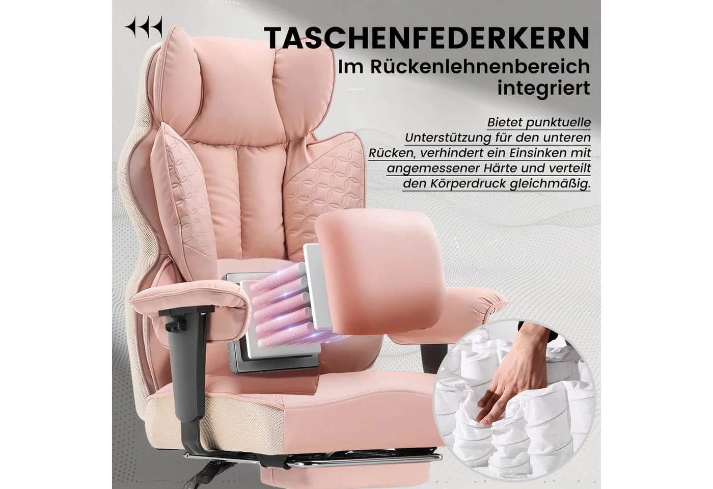 GTPLAYER Bürostuhl Gaming Stuhl Rosa Ergonomisch - Bild 4