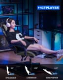 GTPLAYER Gaming-Stuhl Grau Ergonomischer Bürostuhl mit Fußstütze Bild 3