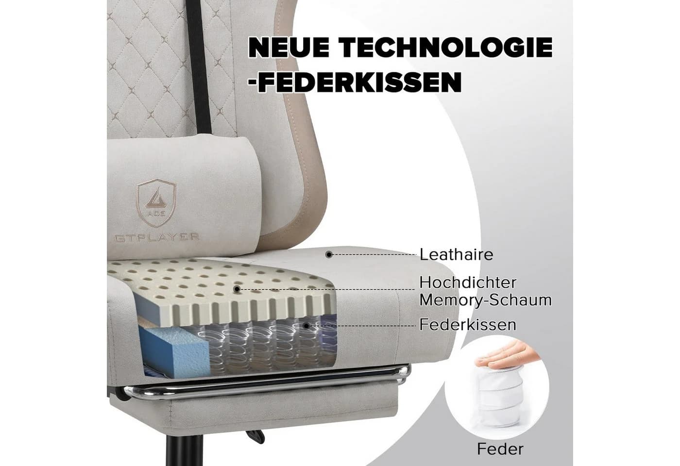 GTPLAYER Gaming Stuhl Ergonomisch - Verstellbar & Komfortabel