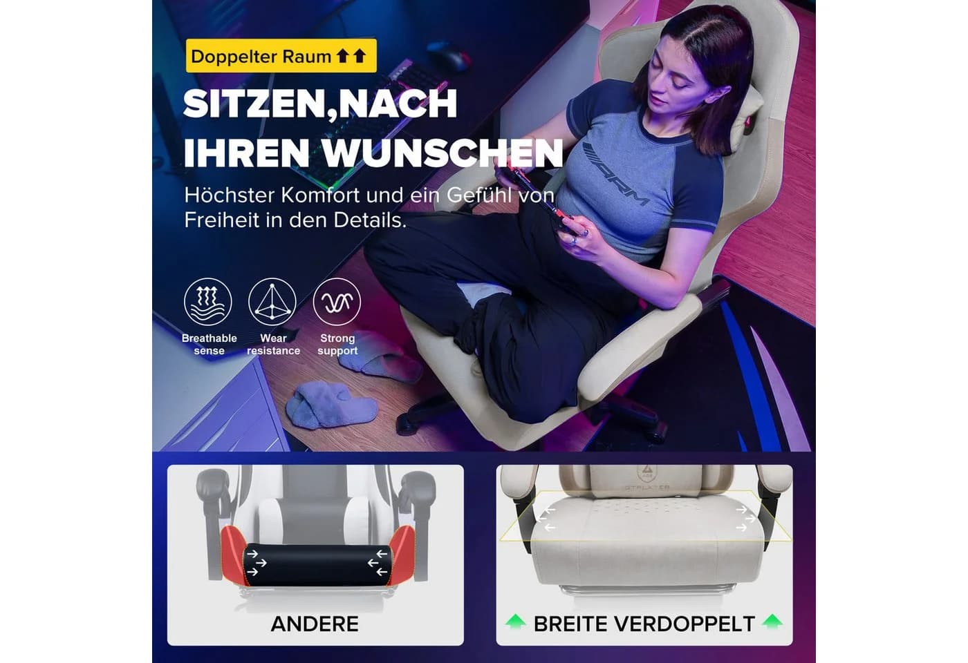 GTPLAYER Gaming Stuhl Ergonomisch - Verstellbar & Komfortabel - Bild 5