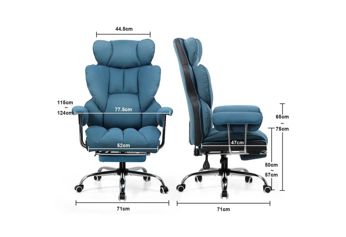 GTPLAYER Gaming-Stuhl Ergonomisch Kunstleder Blau mit Fußstütze - Bild 5