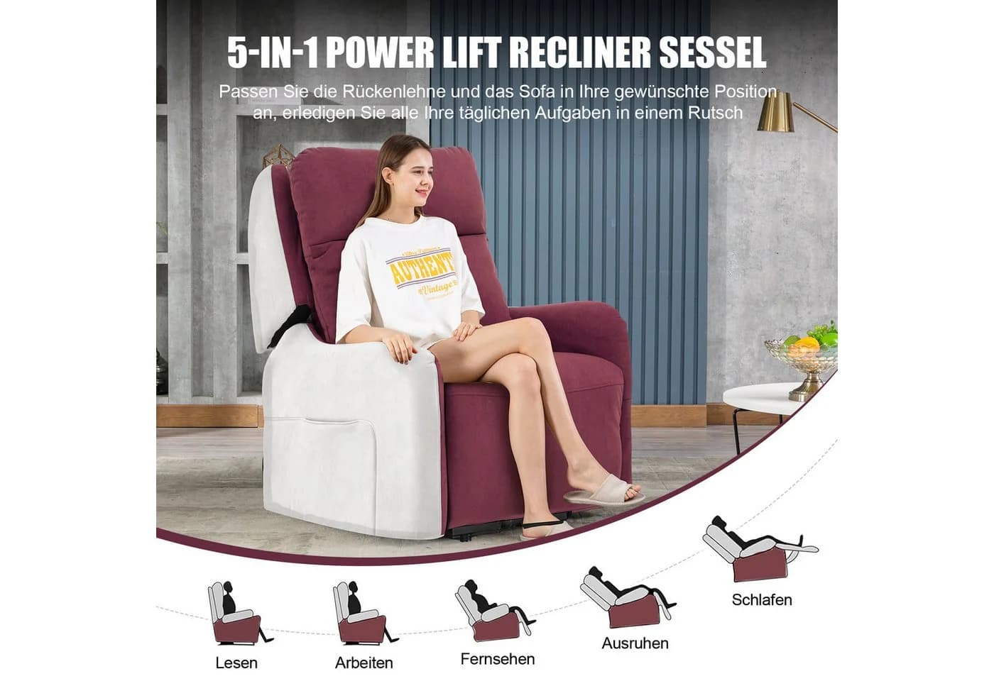COMHOMA Elektrischer Relaxsessel mit Power Lift & SL-Massage - Bild 3