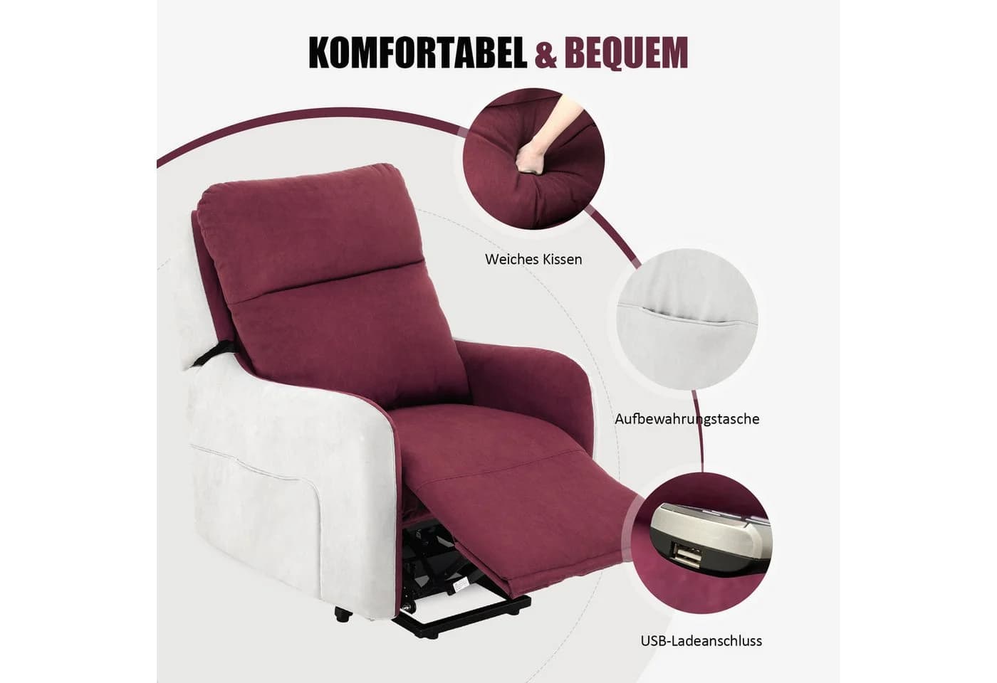 COMHOMA Elektrischer Relaxsessel mit Power Lift & SL-Massage - Bild 5