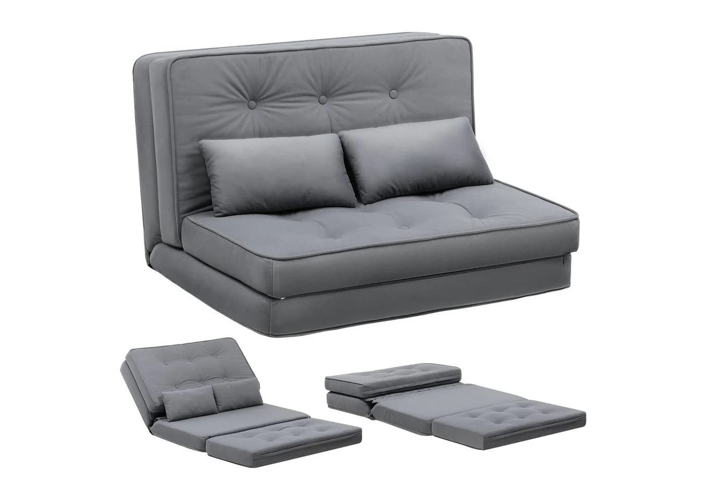 COMHOMA Kindersofa Schlafsofa Bodensofa Grau 3-in-1 mit Schlaffunktion - Bild 2