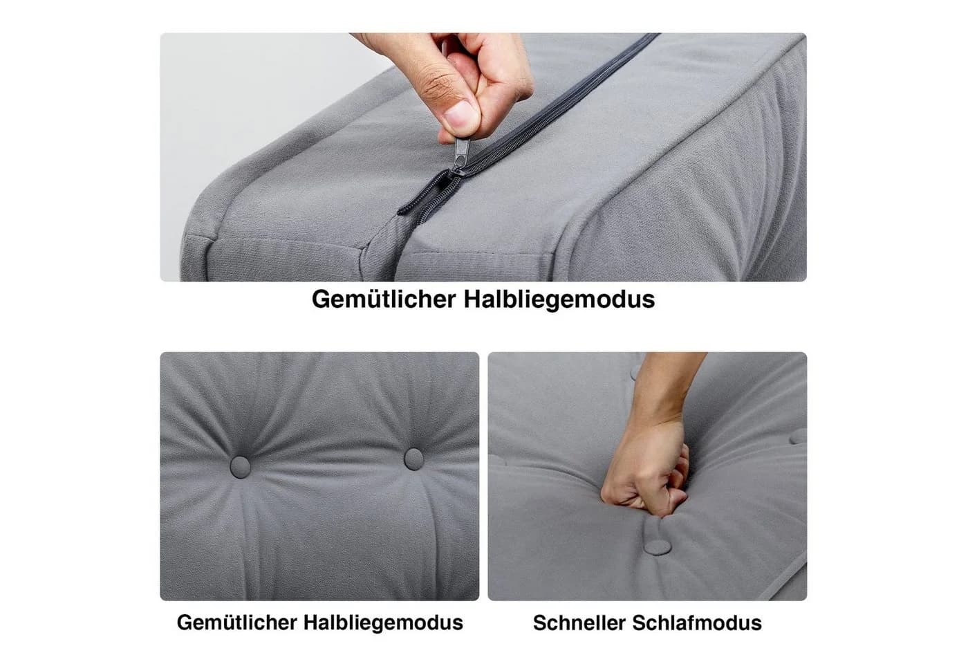 COMHOMA Kindersofa Schlafsofa Bodensofa Grau 3-in-1 mit Schlaffunktion - Bild 3