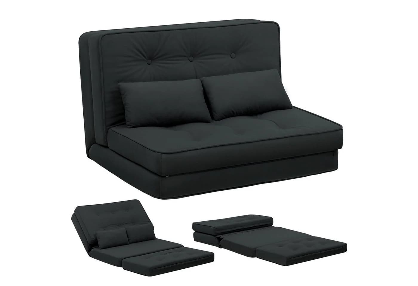 COMHOMA Kindersofa Schlafsofa Bodensofa Klappbar Schwarz - Bild 2