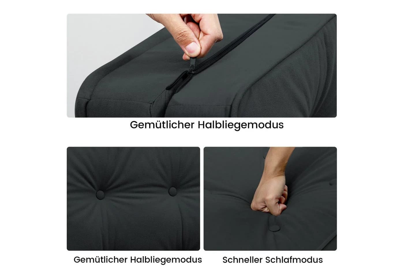 COMHOMA Kindersofa Schlafsofa Bodensofa Klappbar Schwarz - Bild 3