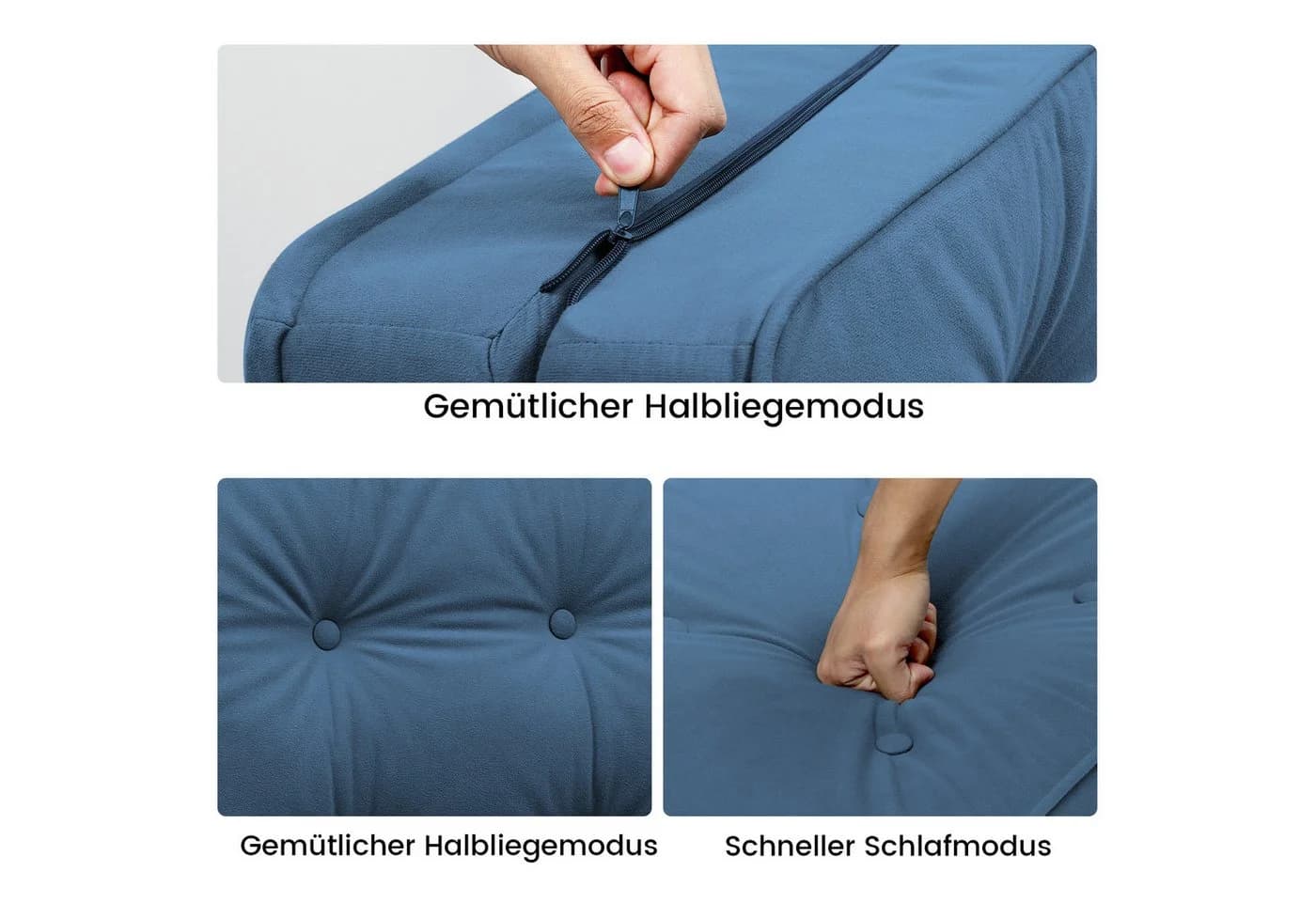 COMHOMA Kindersofa Schlafsofa Bodensofa Klappbar Blau - Bild 3