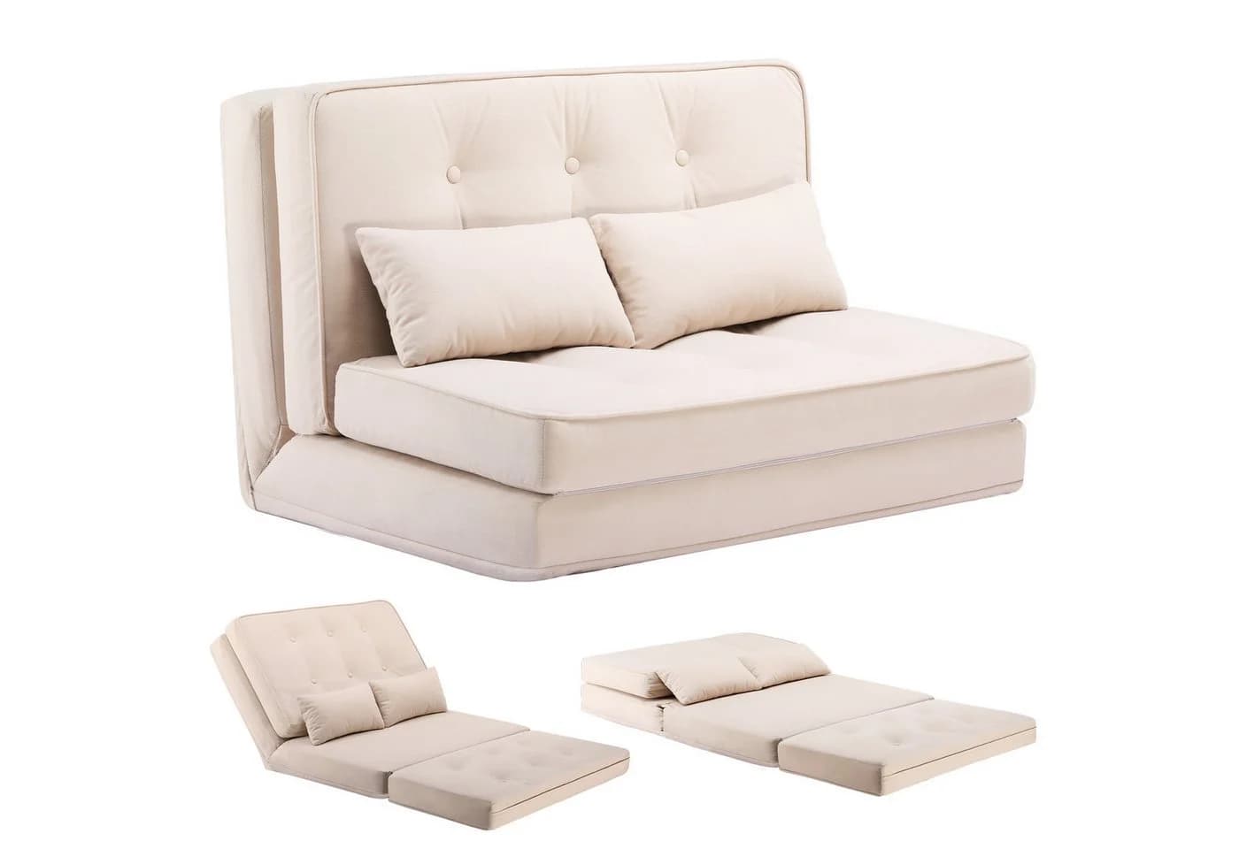 COMHOMA Kindersofa Schlafsofa Beige Faltbar mit Verstellbarer Rückenlehne - Bild 2