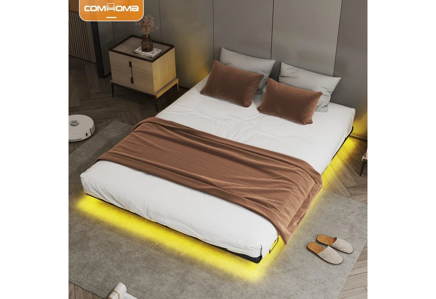 COMHOMA Metallbett mit LED & Steckdosen - Bild 2