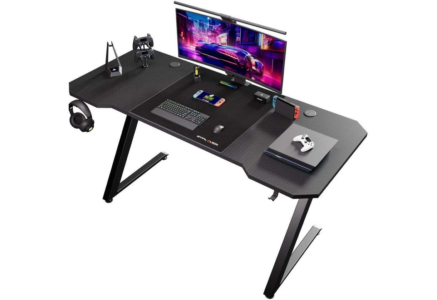 GTPLAYER Gamingtisch 120x60 Schwarz mit LED & USB - Bild 2