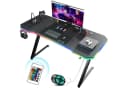 GTPLAYER Gamingtisch mit LED, USB-Anschlüssen und Kohlefaser-Oberfläche Schwarz Bild 2